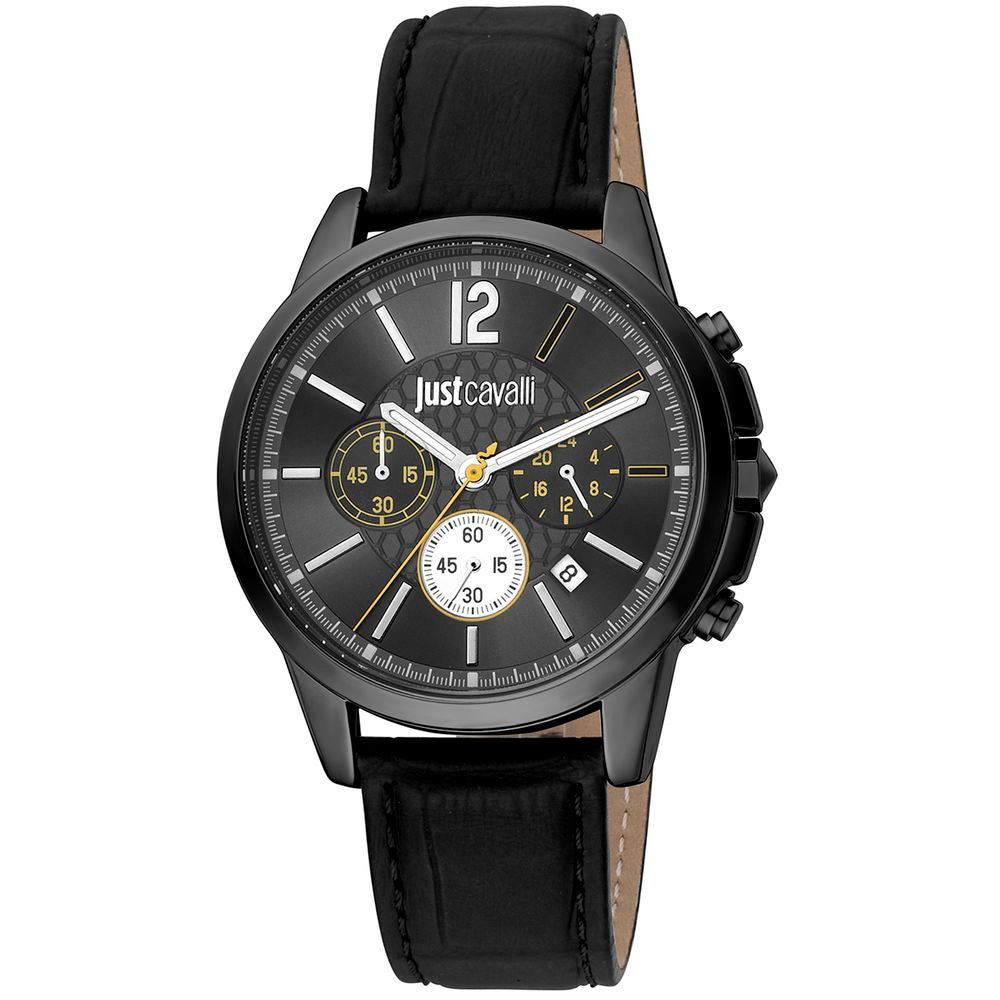 Just Cavalli Black Leather Wristwatch