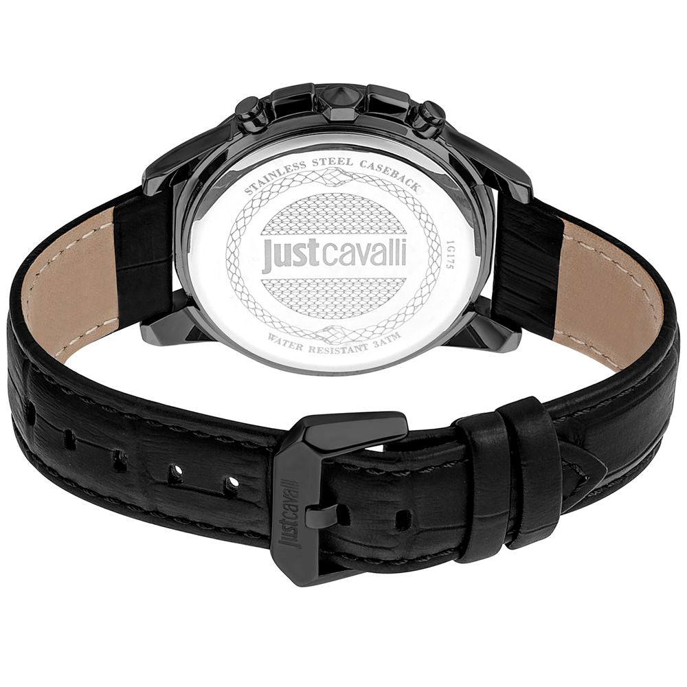Just Cavalli Black Leather Wristwatch