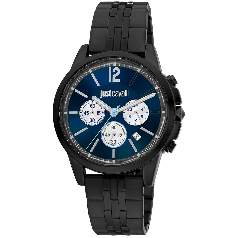 Just Cavalli Sportliche Edelstahl-Armbanduhr in Schwarz