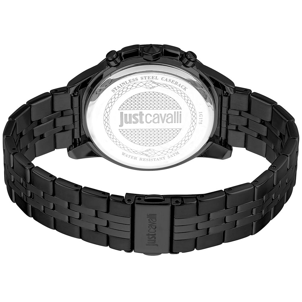 Just Cavalli Sportliche Edelstahl-Armbanduhr in Schwarz