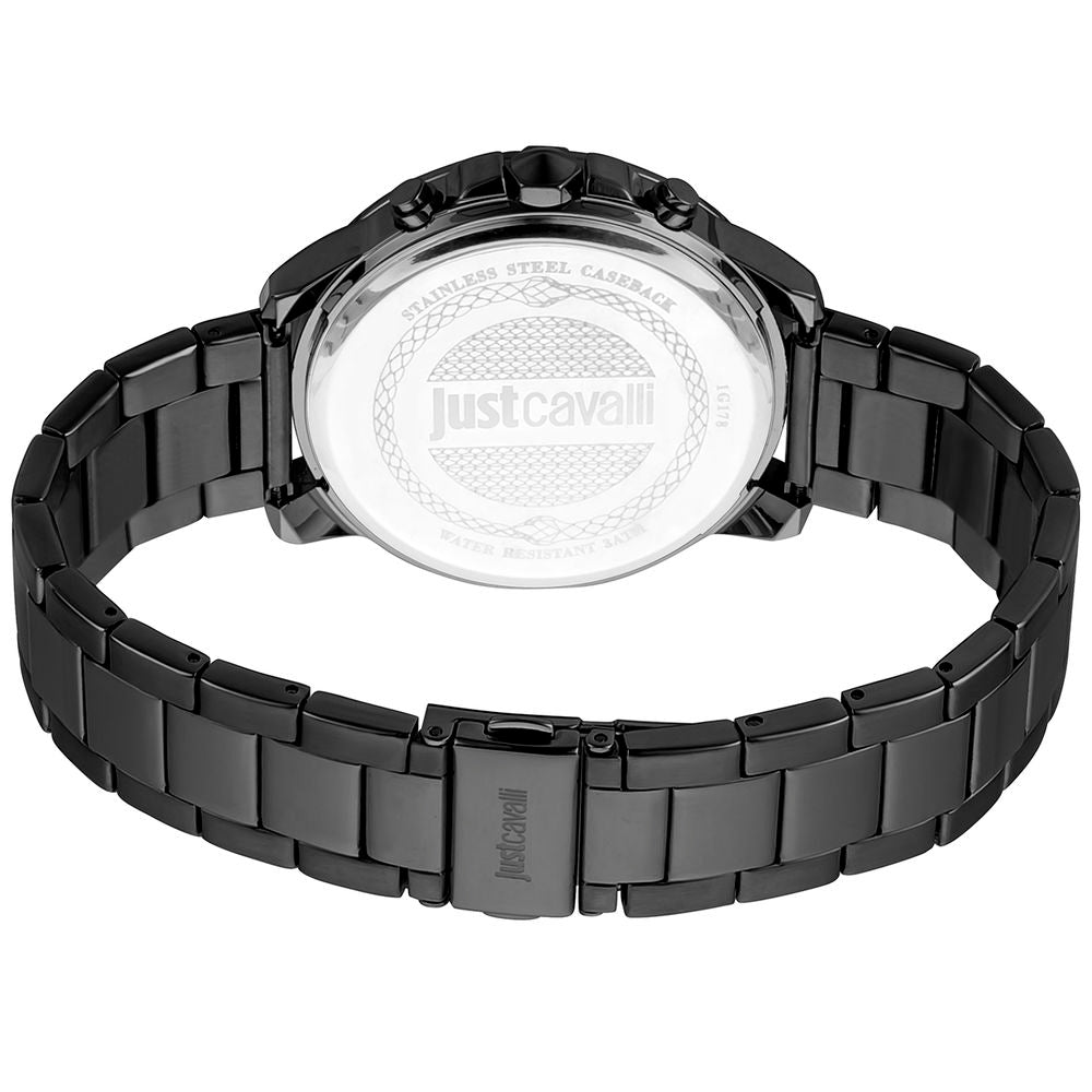 Just Cavalli Schwarze Edelstahl-Armbanduhr