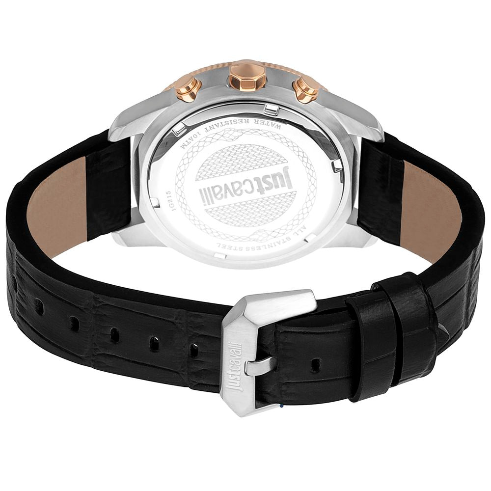 Just Cavalli Black Leather Wristwatch