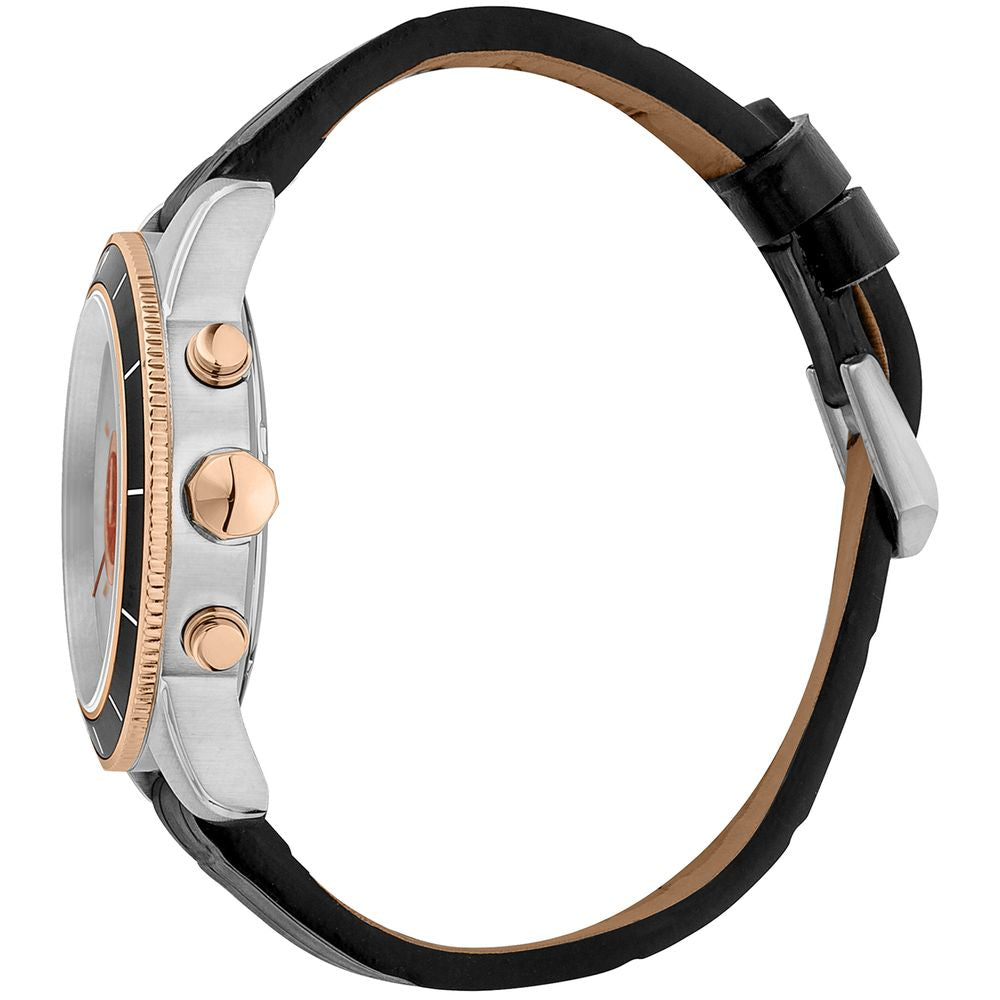 Just Cavalli Black Leather Wristwatch