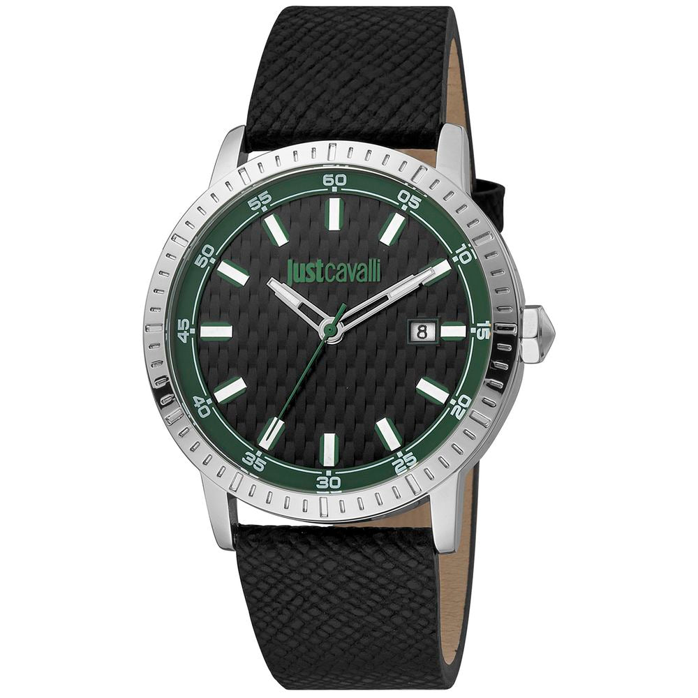 Just Cavalli Black Leather Wristwatch