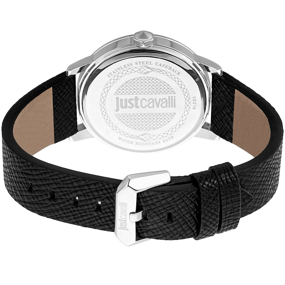 Just Cavalli Black Leather Wristwatch