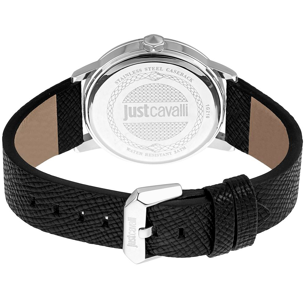 Just Cavalli Black Leather Wristwatch