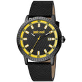 Just Cavalli Schwarze Leder-Dress-Watch
