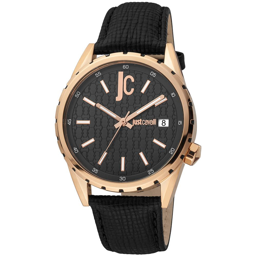 Just Cavalli Black Leather Wristwatch