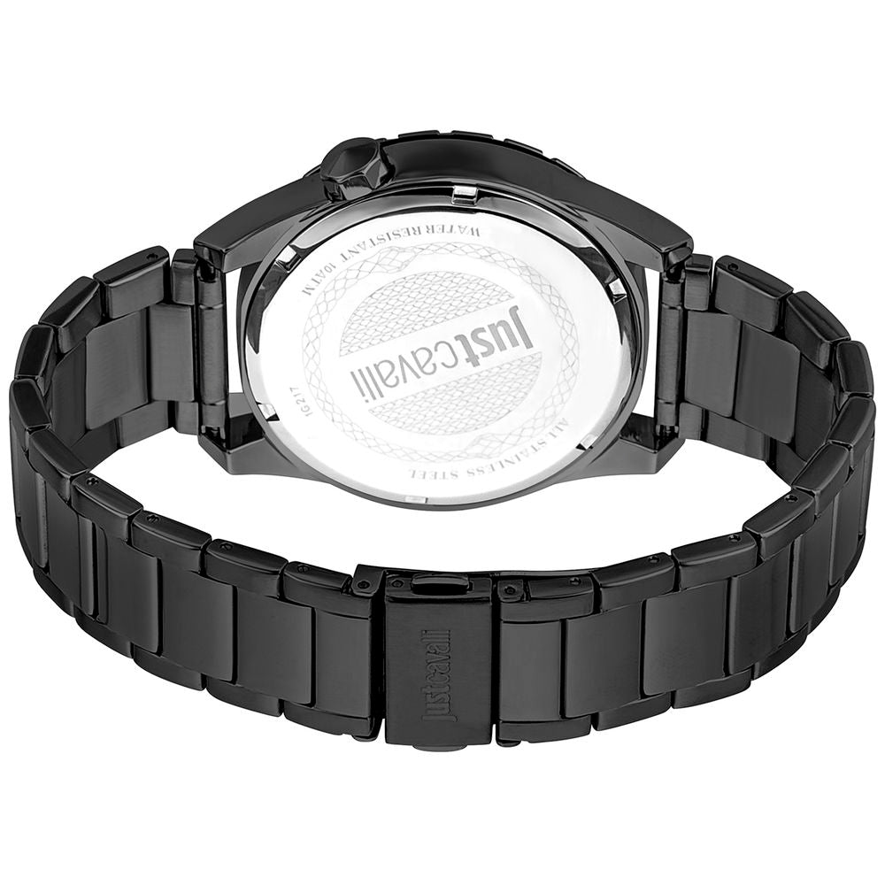Just Cavalli Elegante Herrenuhr aus schwarzem Edelstahl