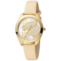 Just Cavalli Beigefarbene Leder-Armbanduhr