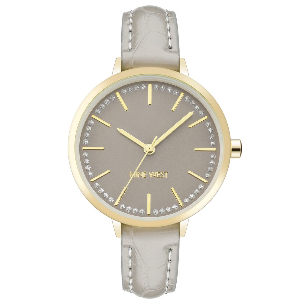 Nine West Graue Lederkleideruhr