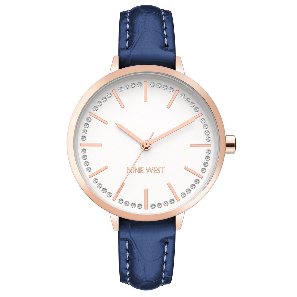 Nine West Blaue Leder Armbanduhr