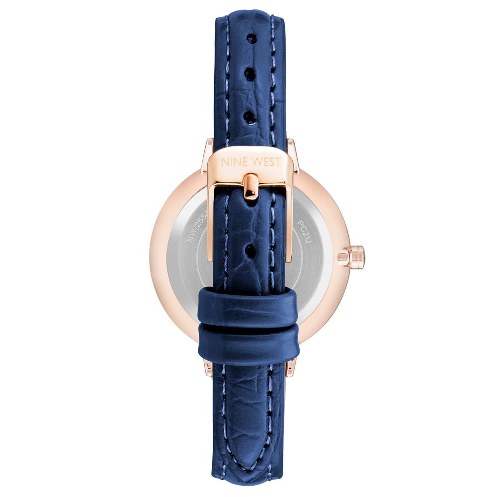 Nine West Blaue Leder Armbanduhr