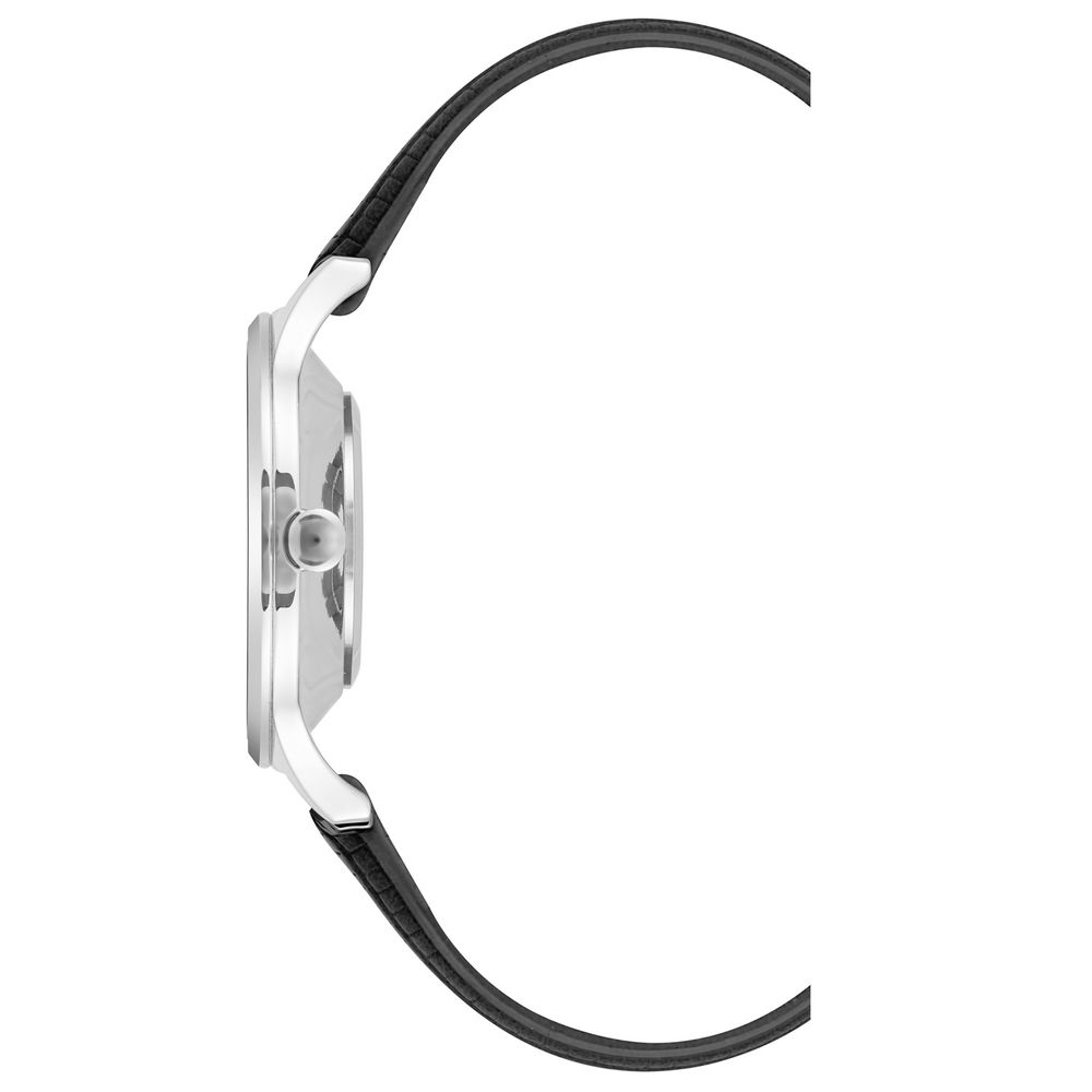 Nine West Schwarze Lederkleid-Uhr