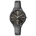 Nine West Schwarze Lederkleid-Uhr