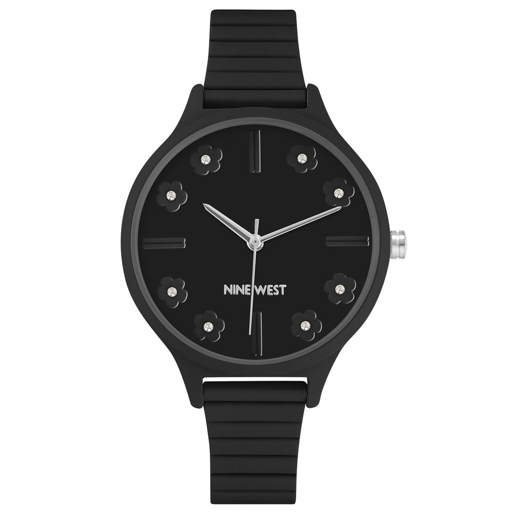 Nine West Schwarze Kunststoff-Kleideruhr
