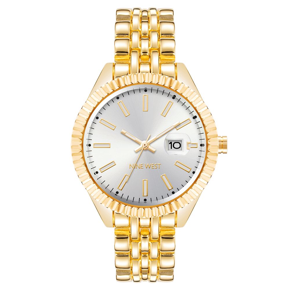 Nine West Goldene Metall-Armbanduhr