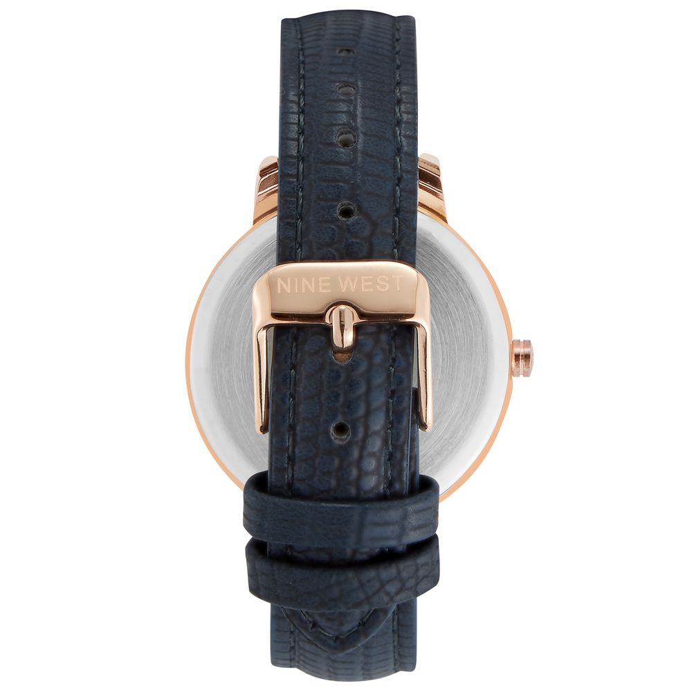 Nine West Blaue Leder Armbanduhr