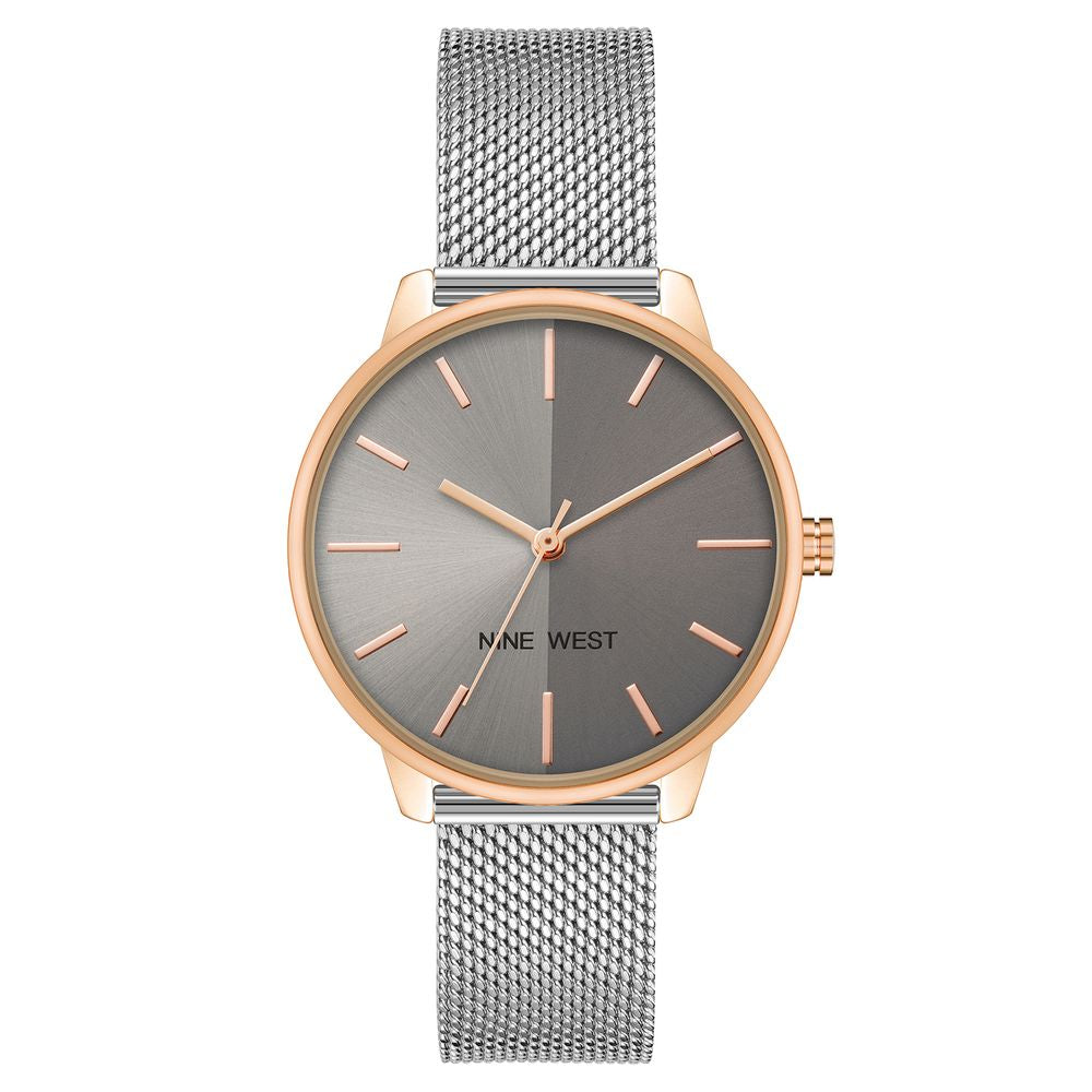 Nine West Graue Edelstahl-Armbanduhr