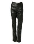 Dsquared² Black Full-Grain Leather Trousers with Mid-Rise Waist