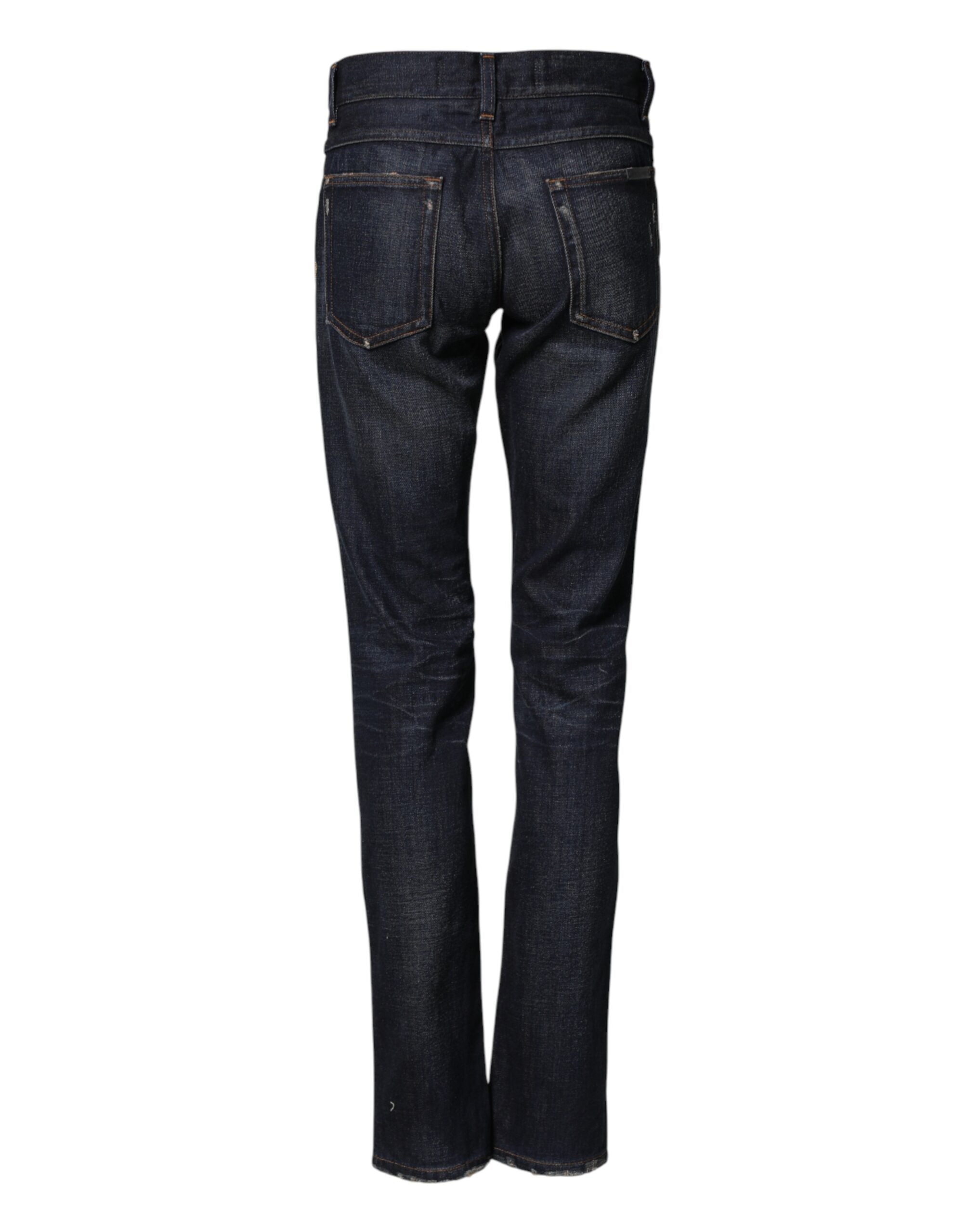 Dolce & Gabbana Dunkelblaue Skinny-Jeans mit goldener Uhr für Herren
