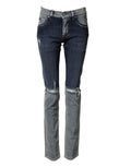 Dolce & Gabbana Blaues, zweifarbiges Baumwoll-Skinny-Jeans für Herren