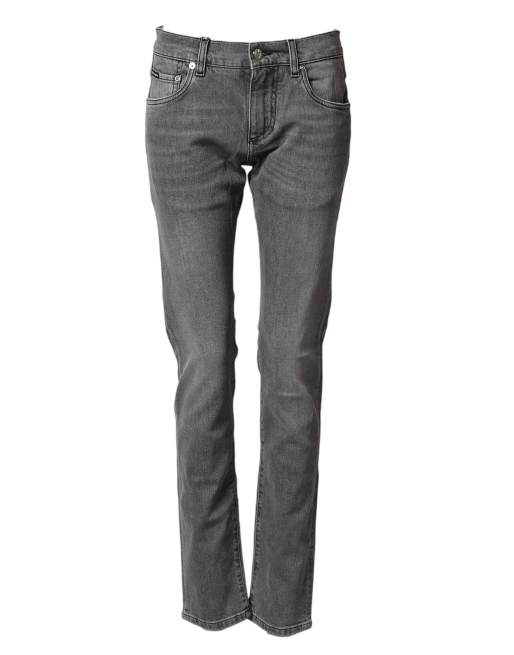 Dolce & Gabbana Graue Baumwoll-Jeans mit mittlerer Taille