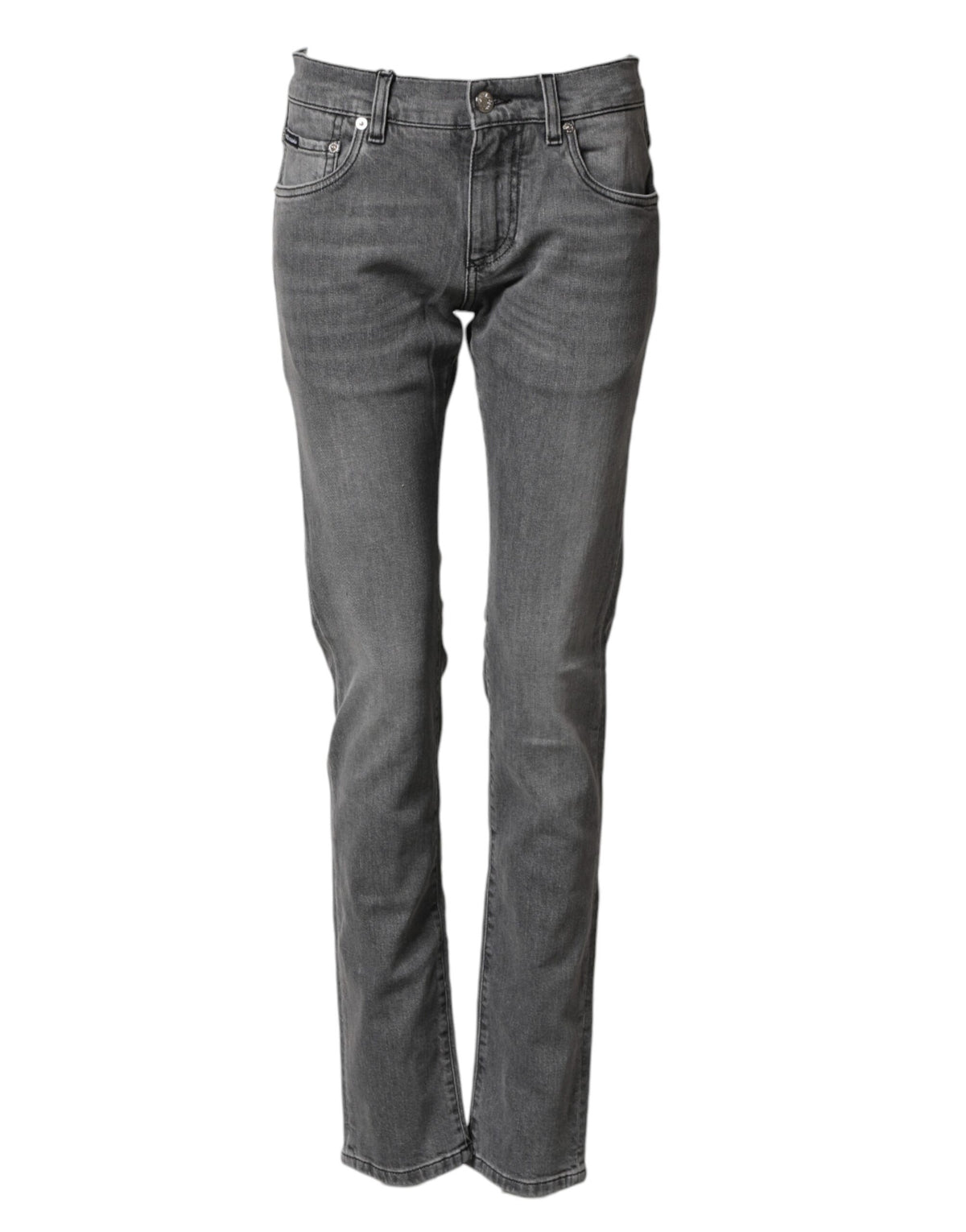 Dolce & Gabbana Graue Baumwoll-Jeans mit mittlerer Taille
