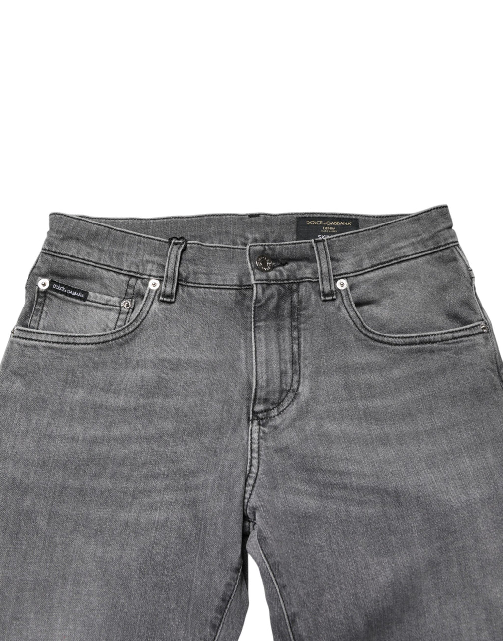Dolce & Gabbana Graue Baumwoll-Jeans mit mittlerer Taille