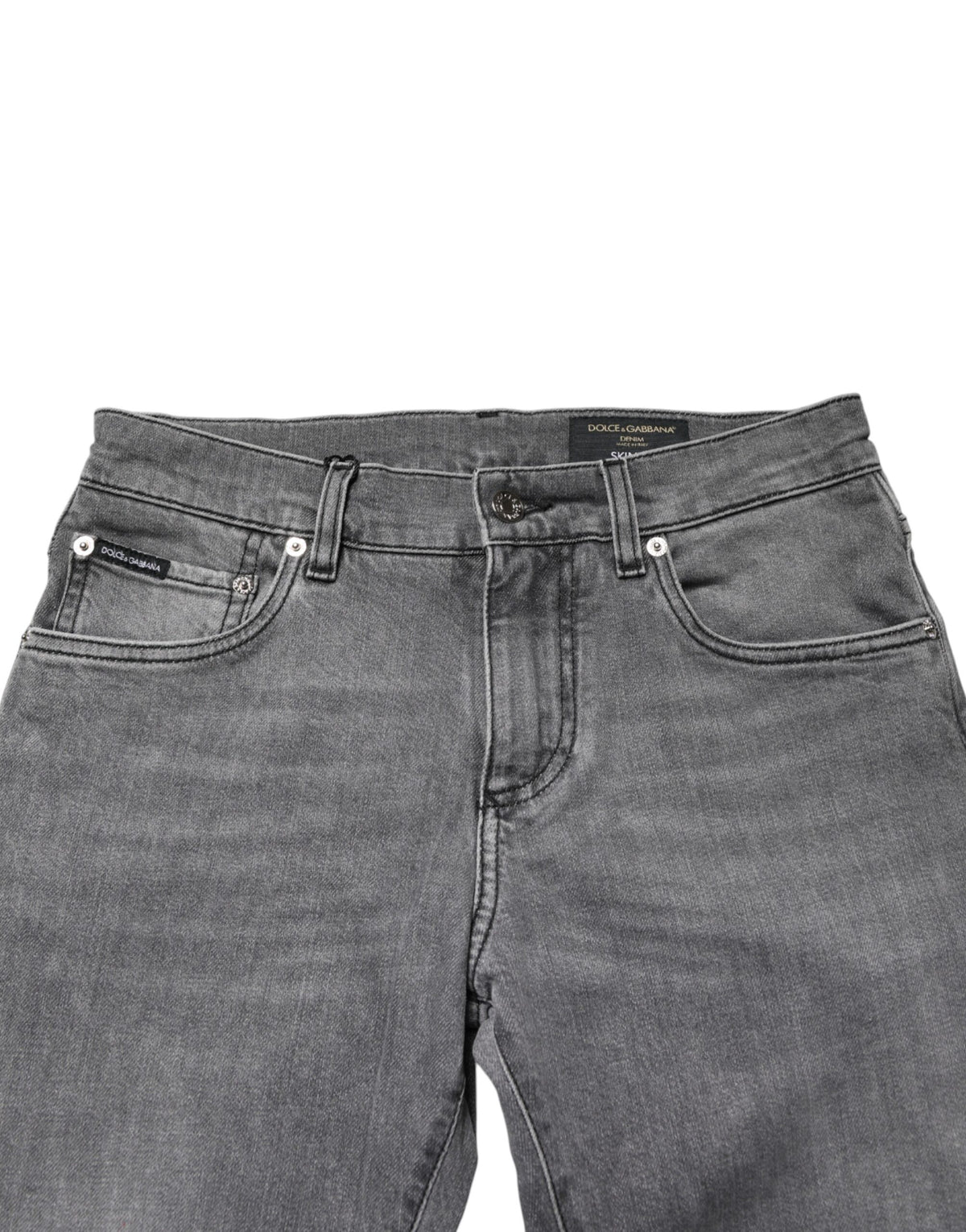 Dolce & Gabbana Graue Baumwoll-Jeans mit mittlerer Taille