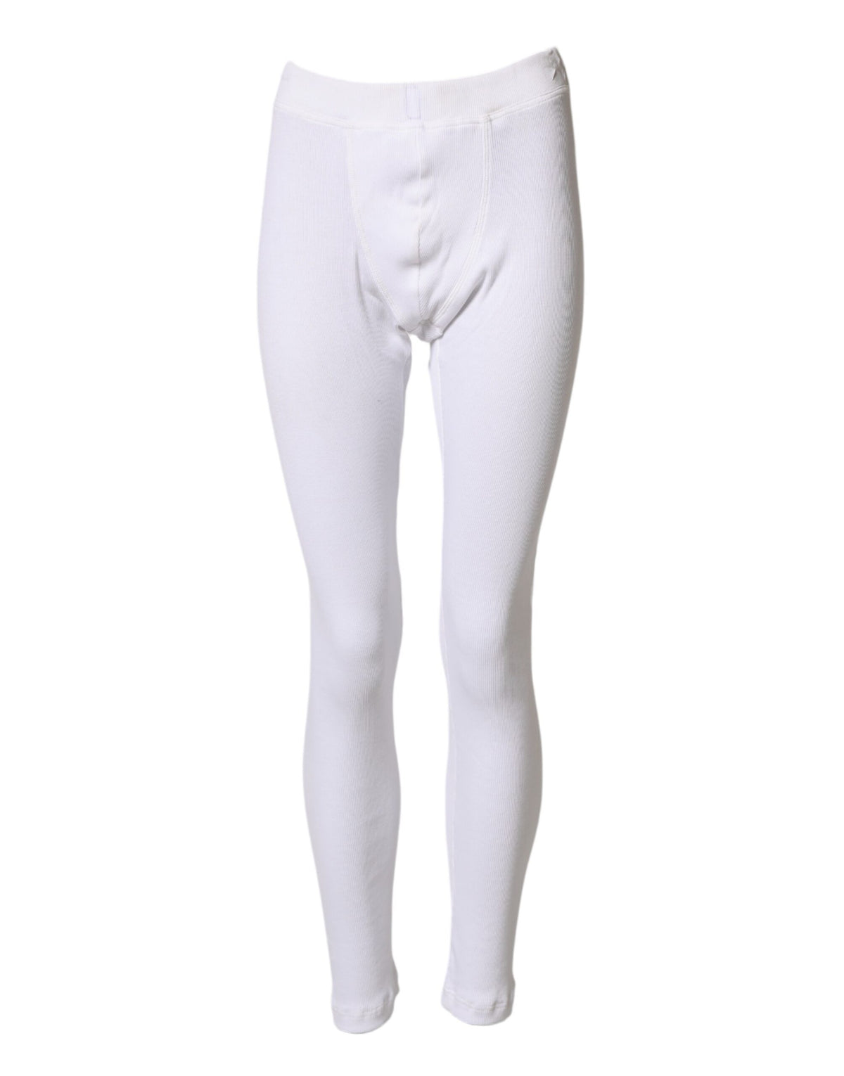Dolce & Gabbana Weiße Baumwoll-Leggings mit mittlerer Leibhöhe