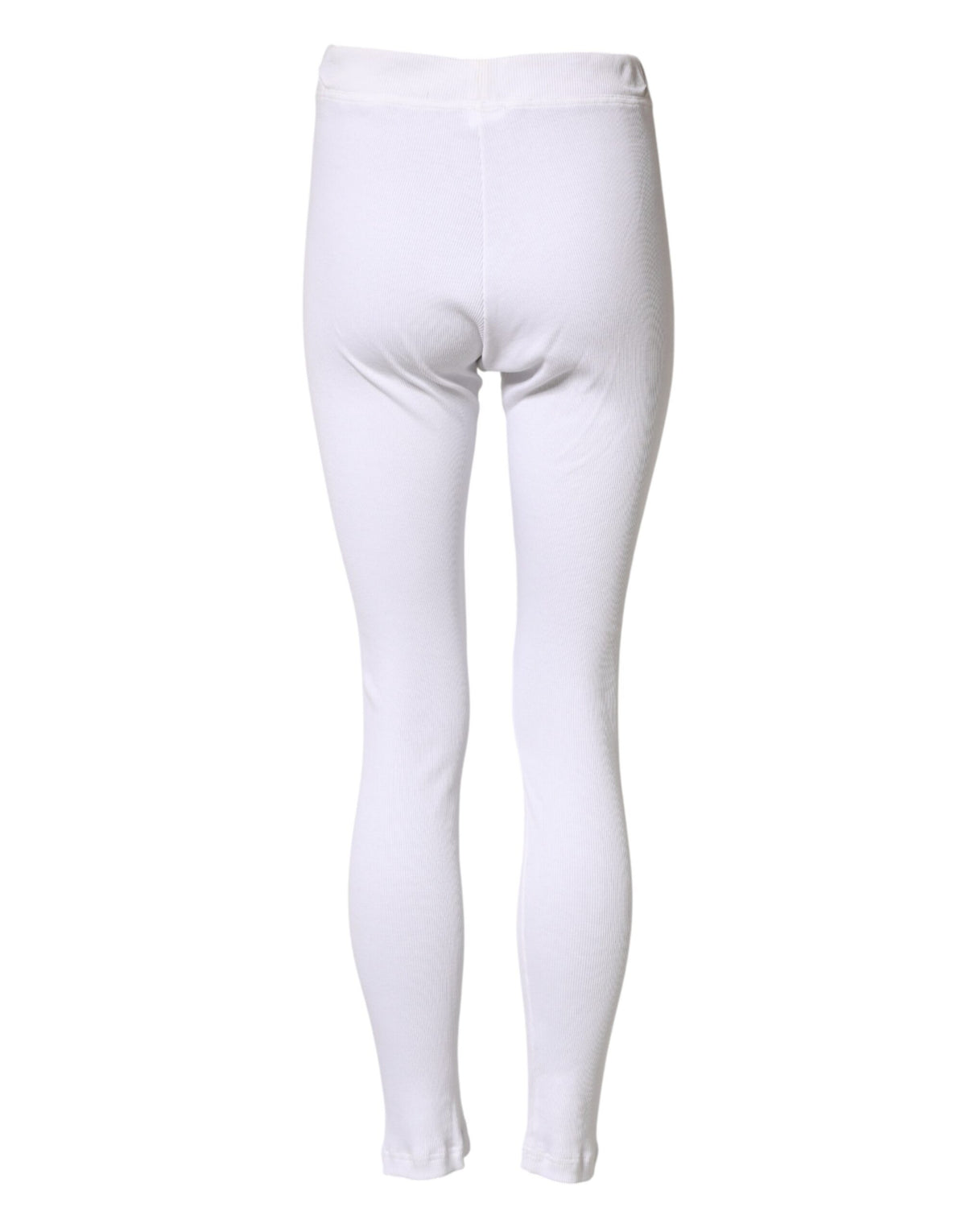 Dolce & Gabbana Weiße Baumwoll-Leggings mit mittlerer Leibhöhe