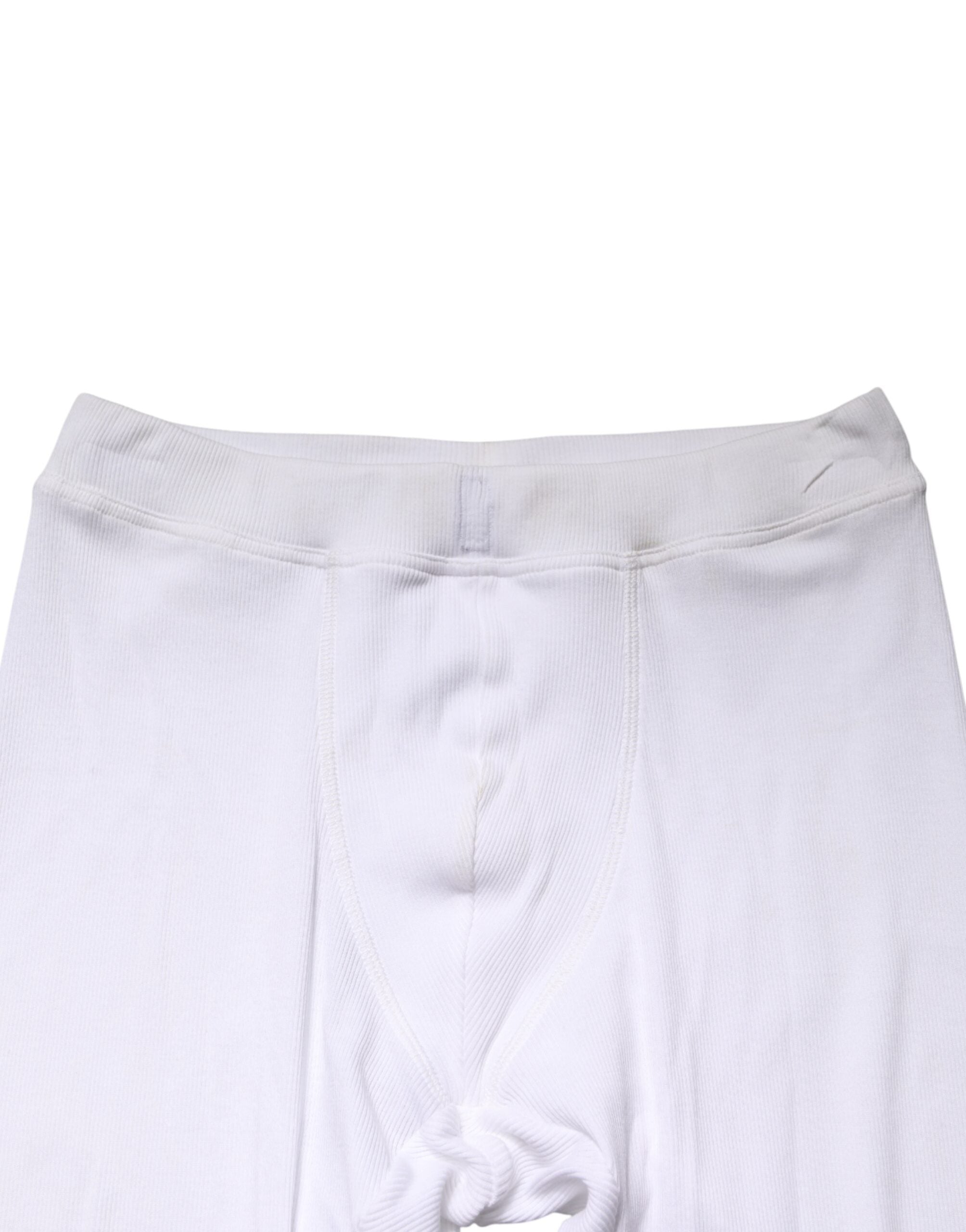 Dolce & Gabbana White Mid-Rise Cotton Leggings