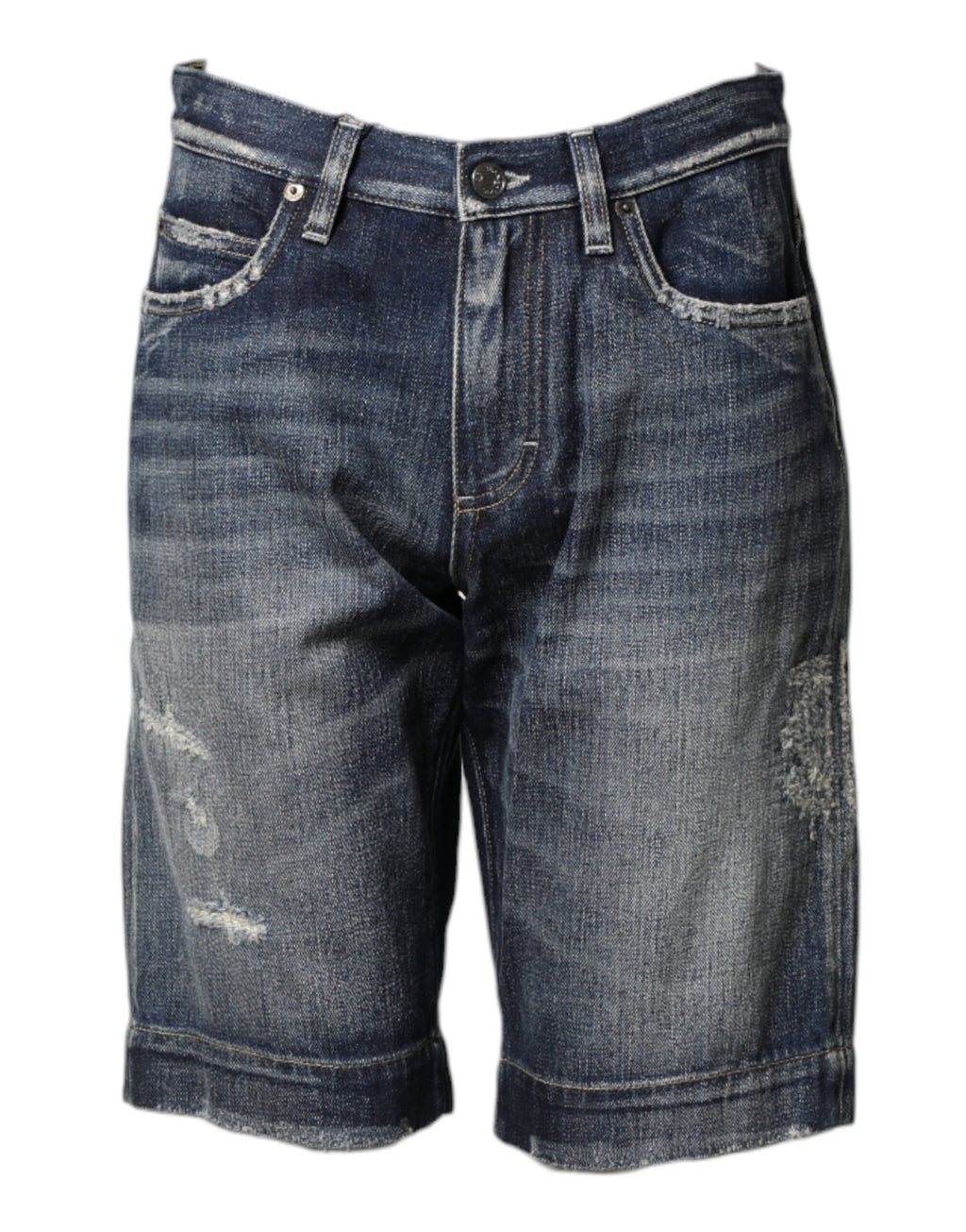 Dolce & Gabbana Blaue Baumwoll-Bermudashorts aus distressed Denim