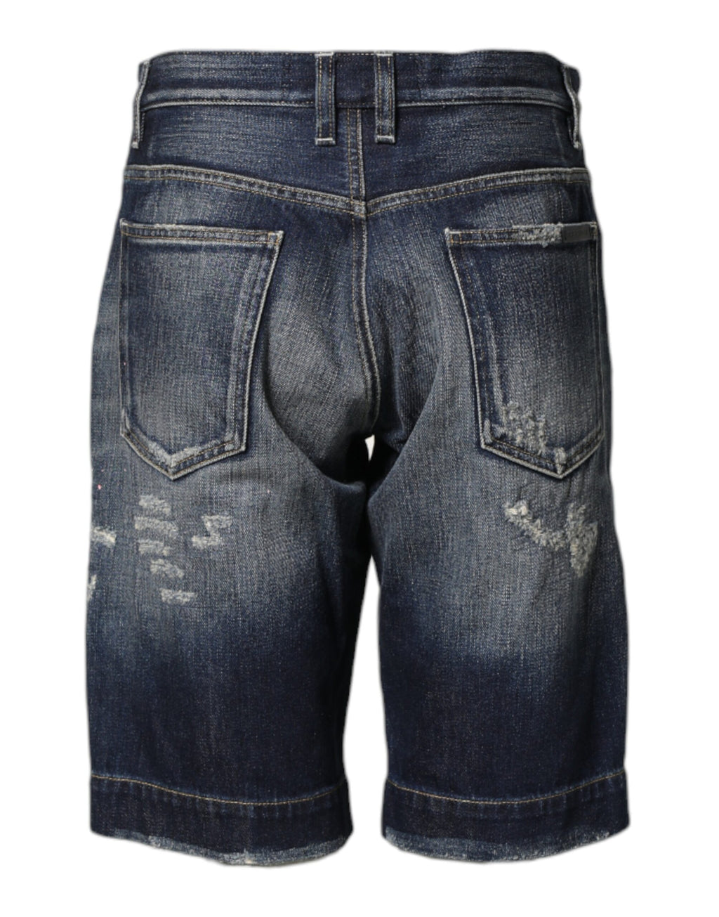 Dolce & Gabbana Blaue Baumwoll-Bermudashorts aus distressed Denim