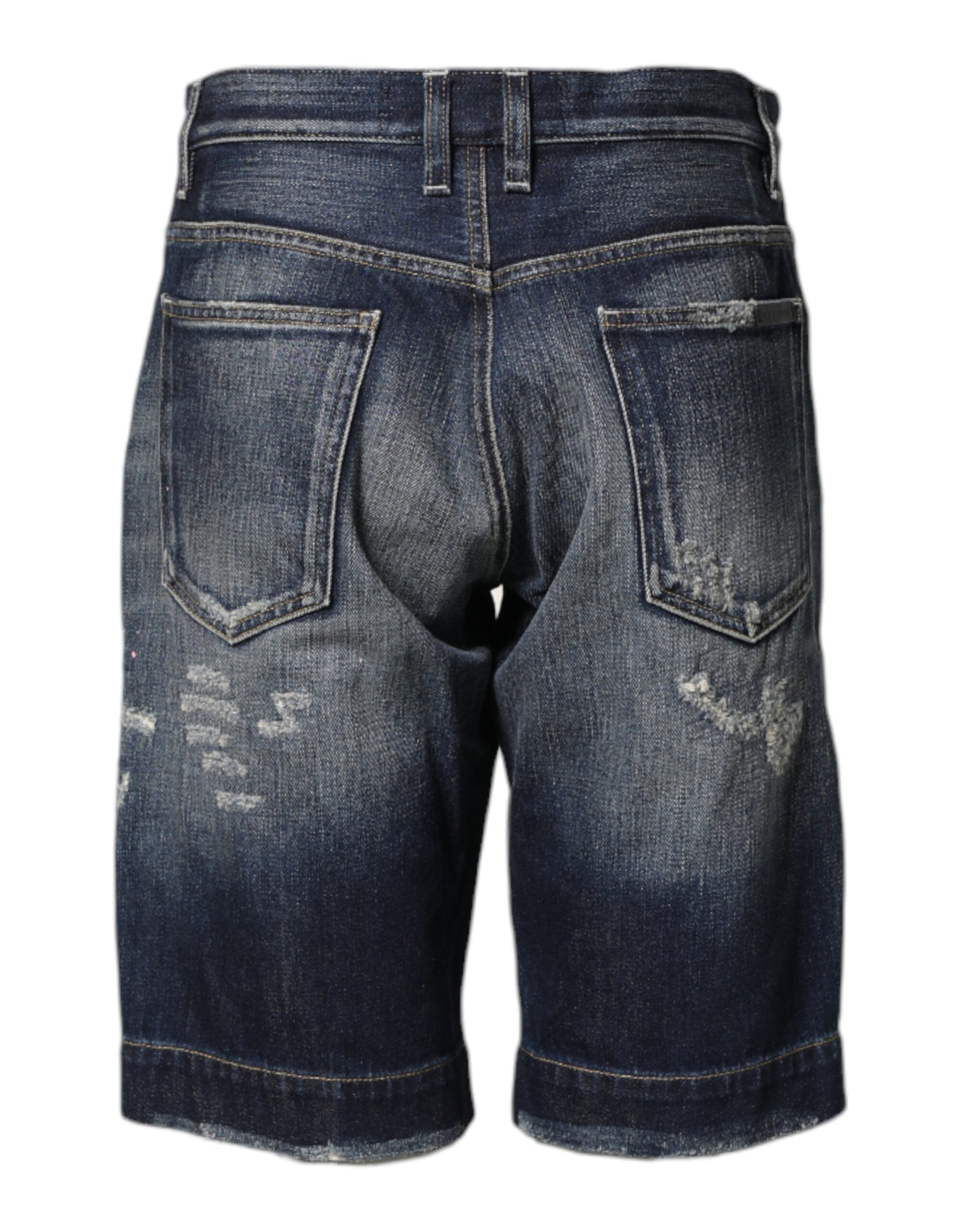 Dolce & Gabbana Blaue Baumwoll-Bermudashorts aus distressed Denim