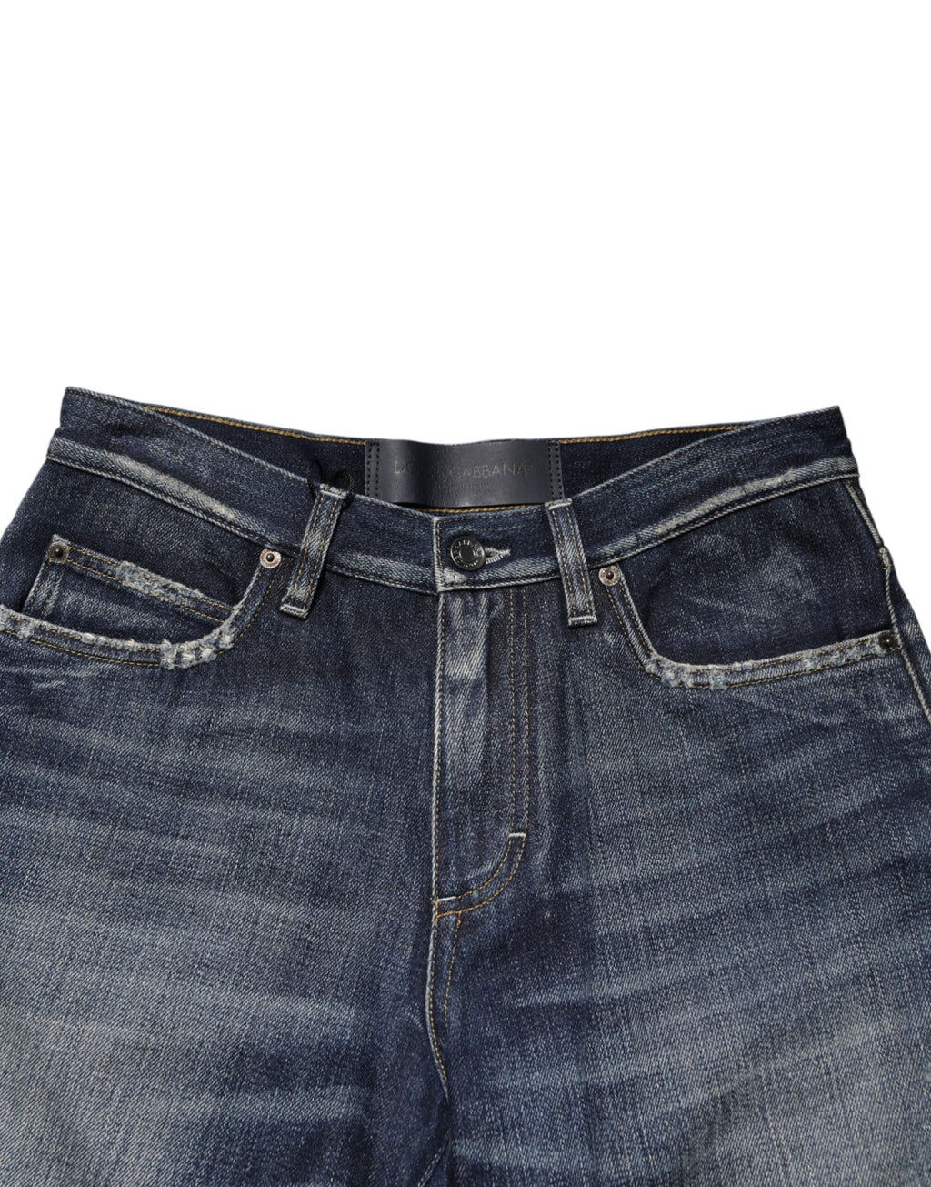 Dolce & Gabbana Blaue Baumwoll-Bermudashorts aus distressed Denim