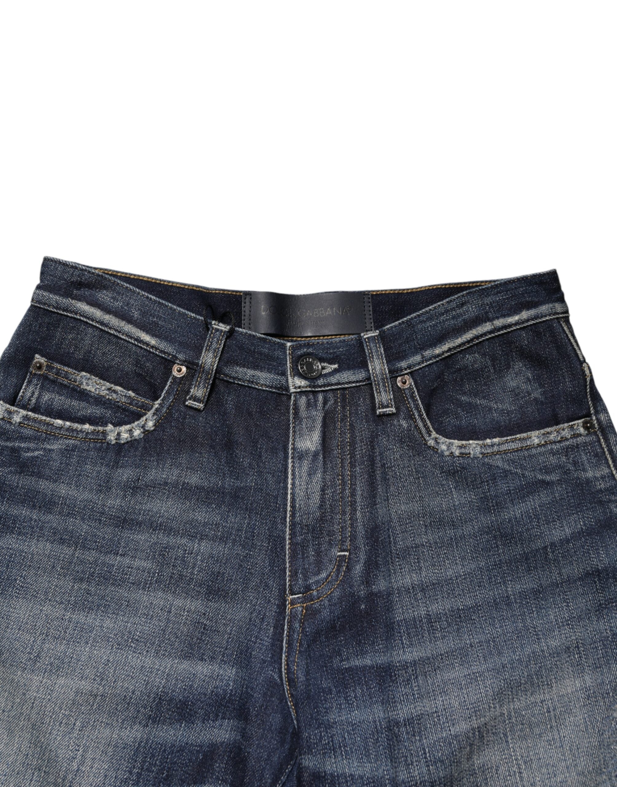 Dolce & Gabbana Blaue Baumwoll-Bermudashorts aus distressed Denim