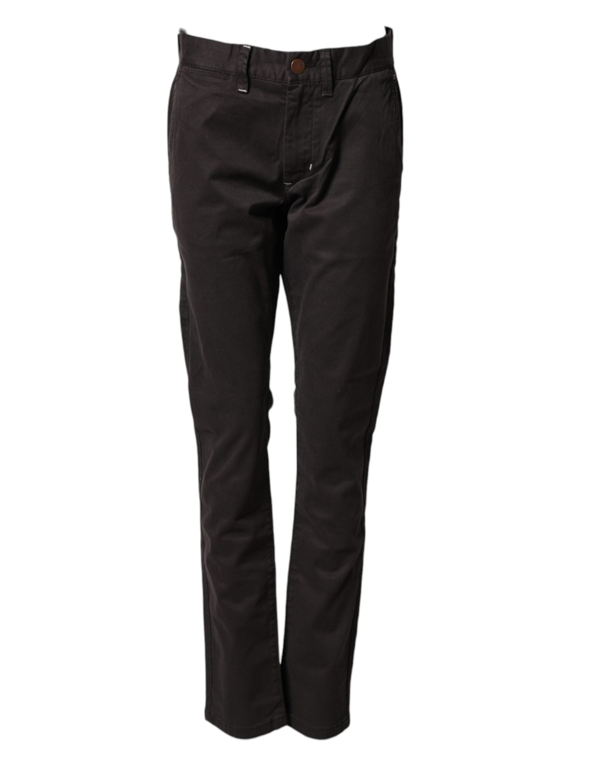 Sun68 Dunkelbraune Baumwoll-Stretch-Hose mit geradem Schnitt und mittlerer Bundhöhe