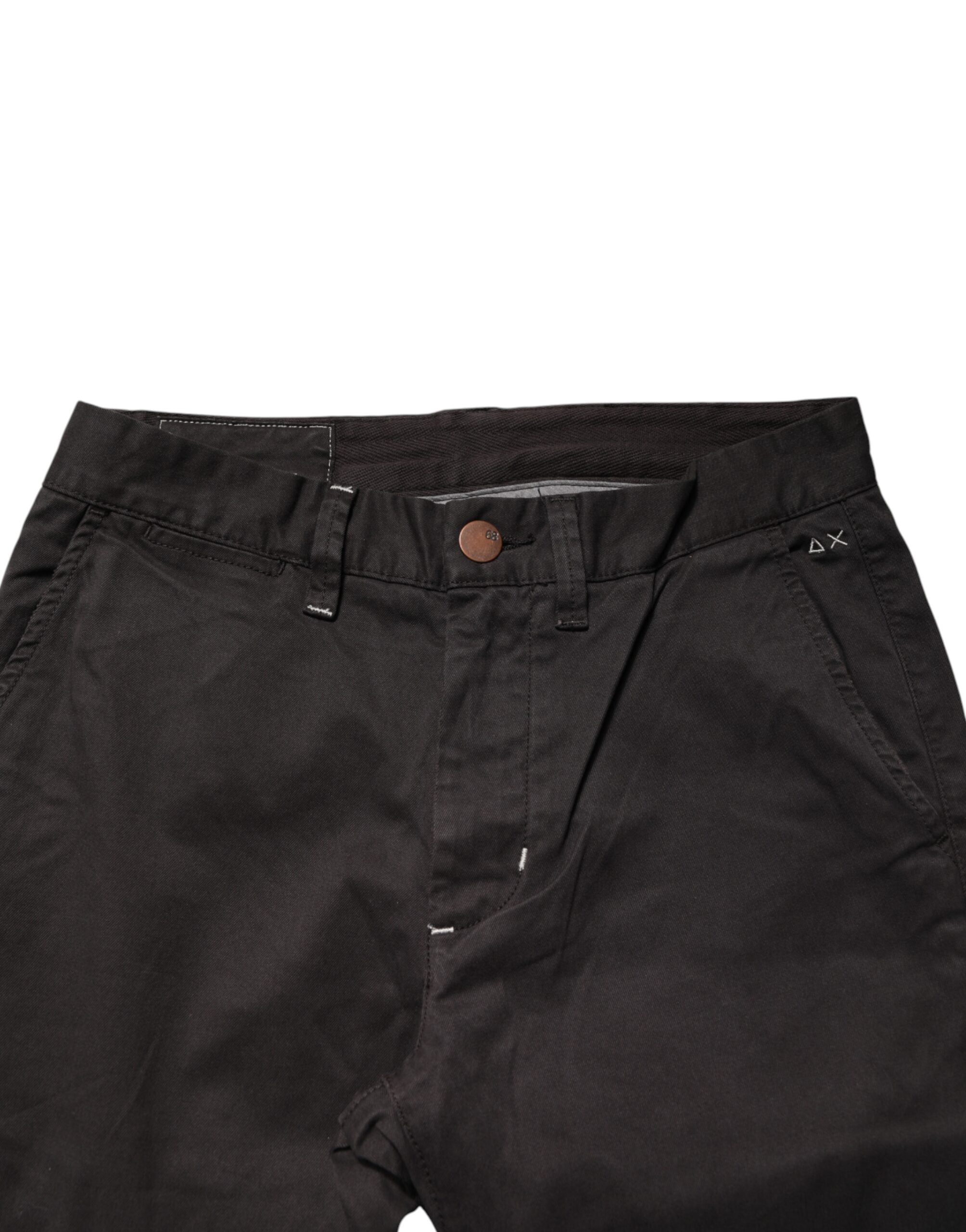 Sun68 Dunkelbraune Baumwoll-Stretch-Hose mit geradem Schnitt und mittlerer Bundhöhe