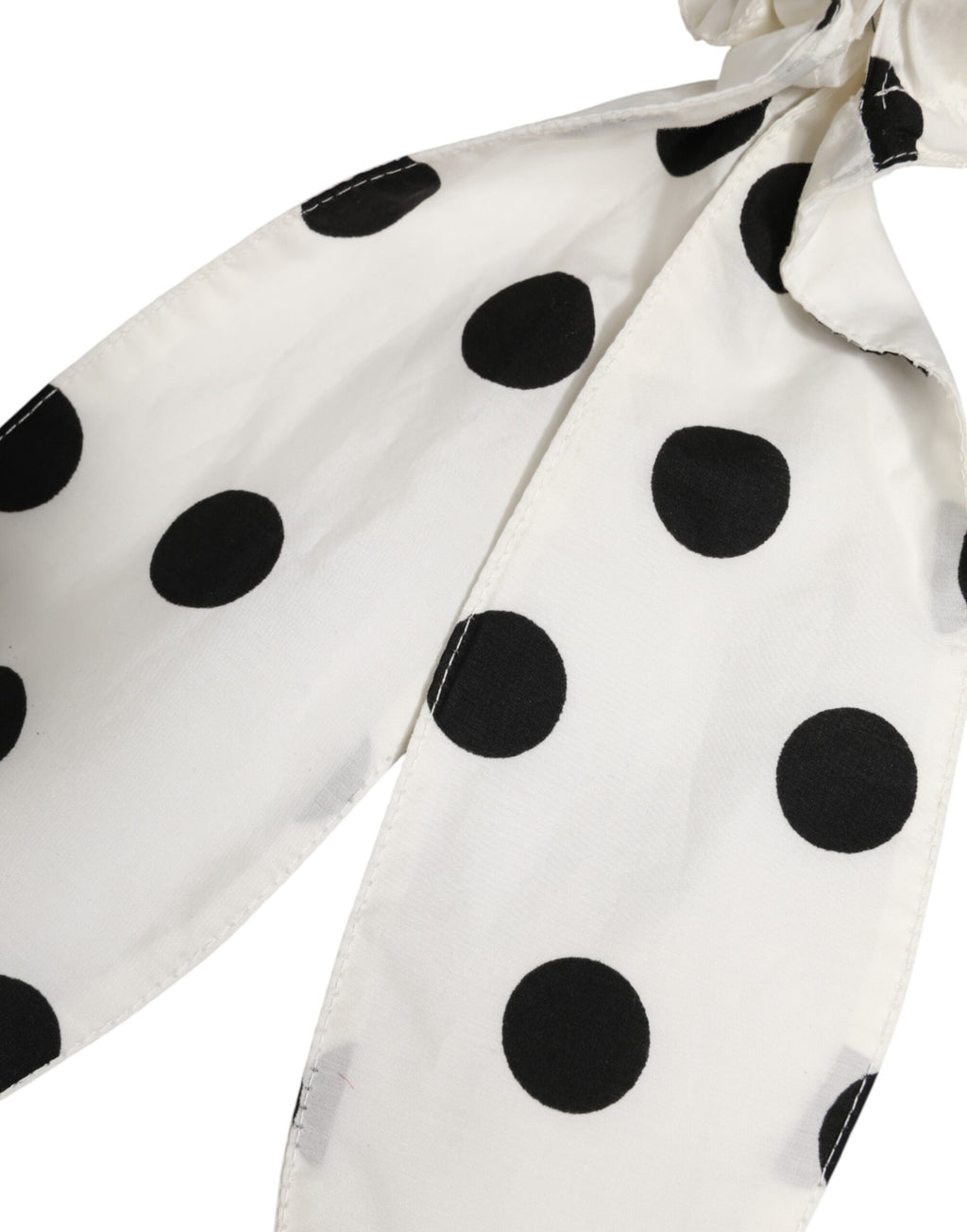 Dolce & Gabbana White Cotton Polka-Dot Scarf Scrunchie