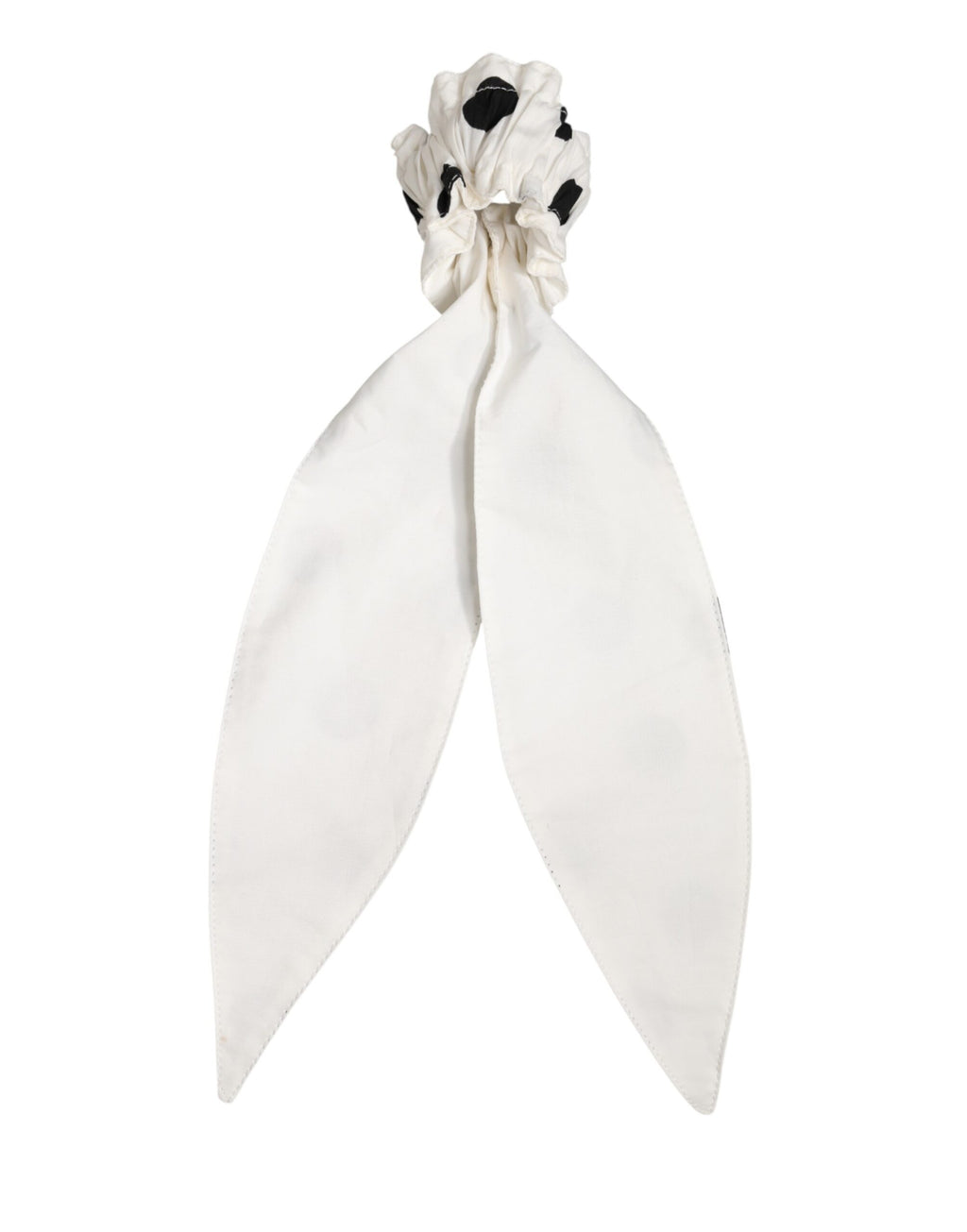 Dolce & Gabbana White Cotton Polka-Dot Scarf Scrunchie