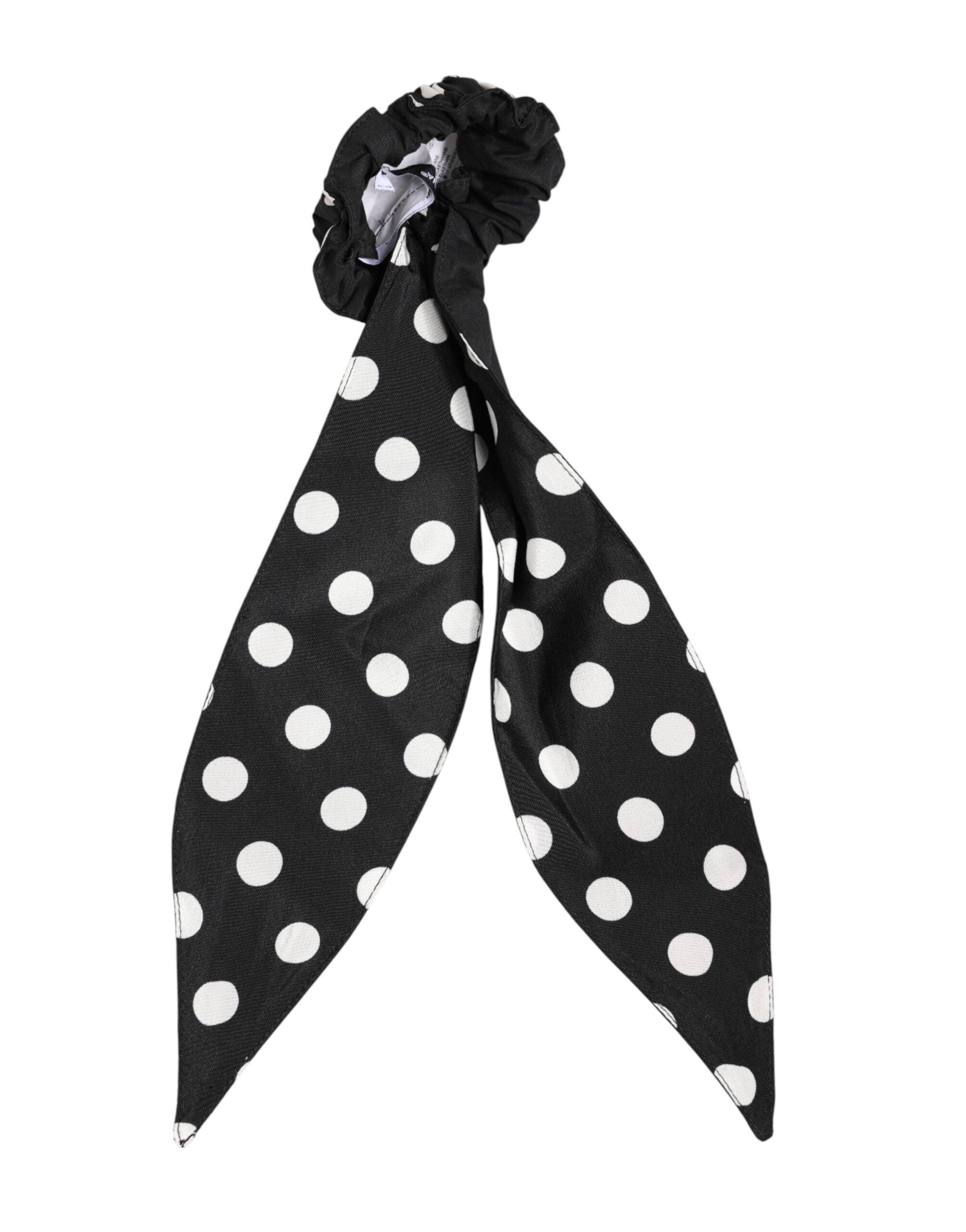 Dolce & Gabbana Black Cotton Headband with Polka Dot Scarf