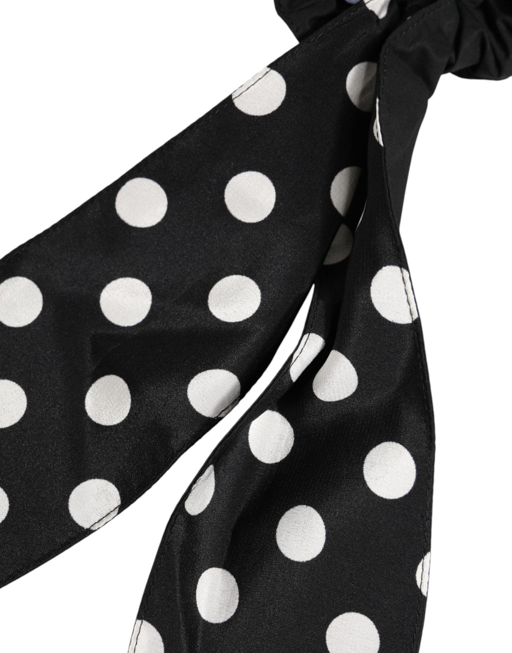 Dolce & Gabbana Schwarzes Baumwoll-Haarband mit Tupfen-Schal