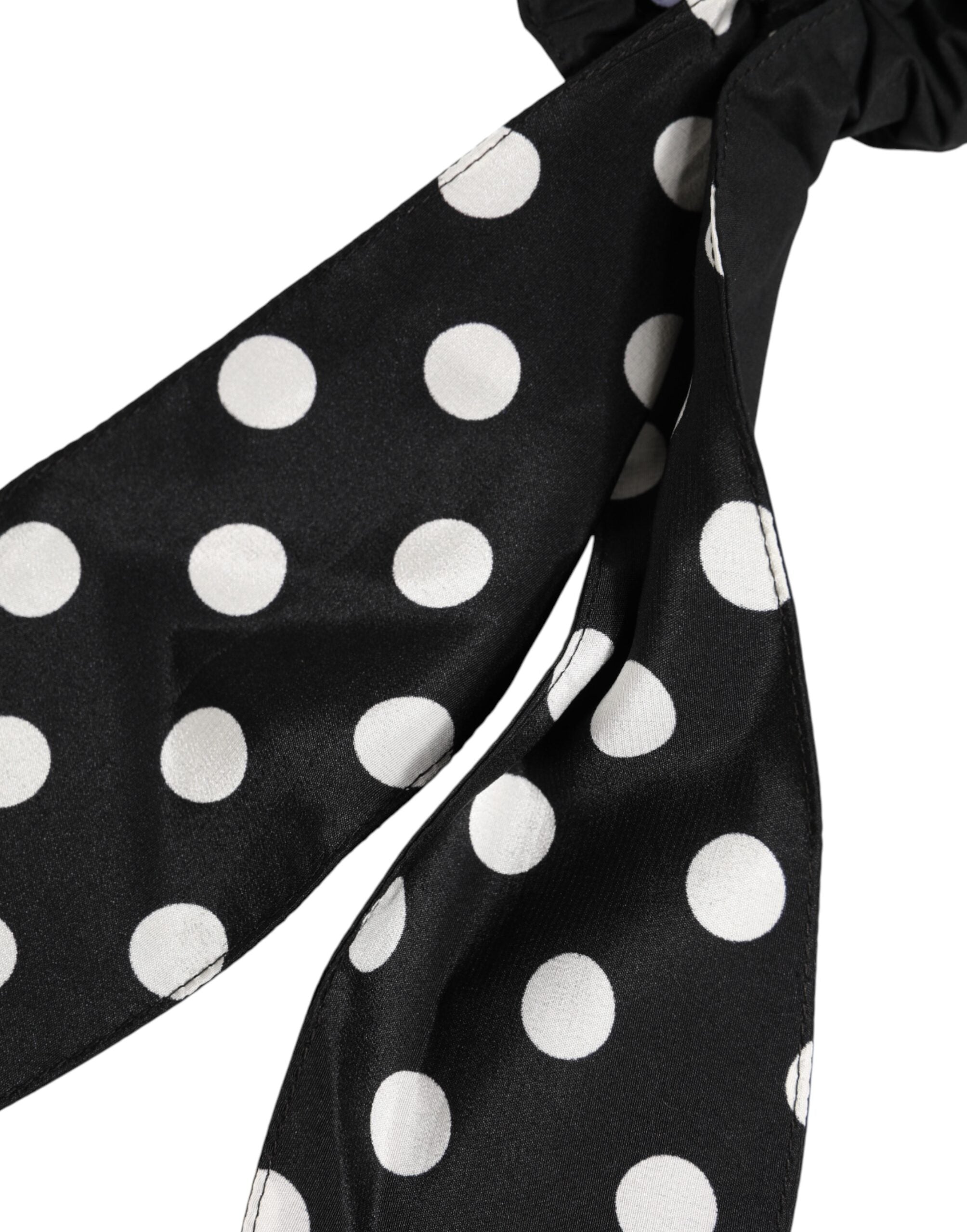 Dolce & Gabbana Black Cotton Headband with Polka Dot Scarf