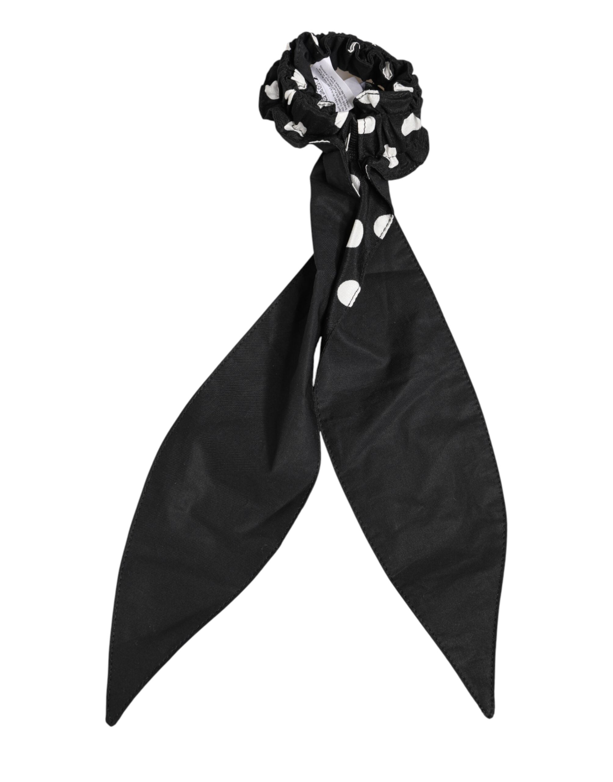 Dolce & Gabbana Black Cotton Headband with Polka Dot Scarf