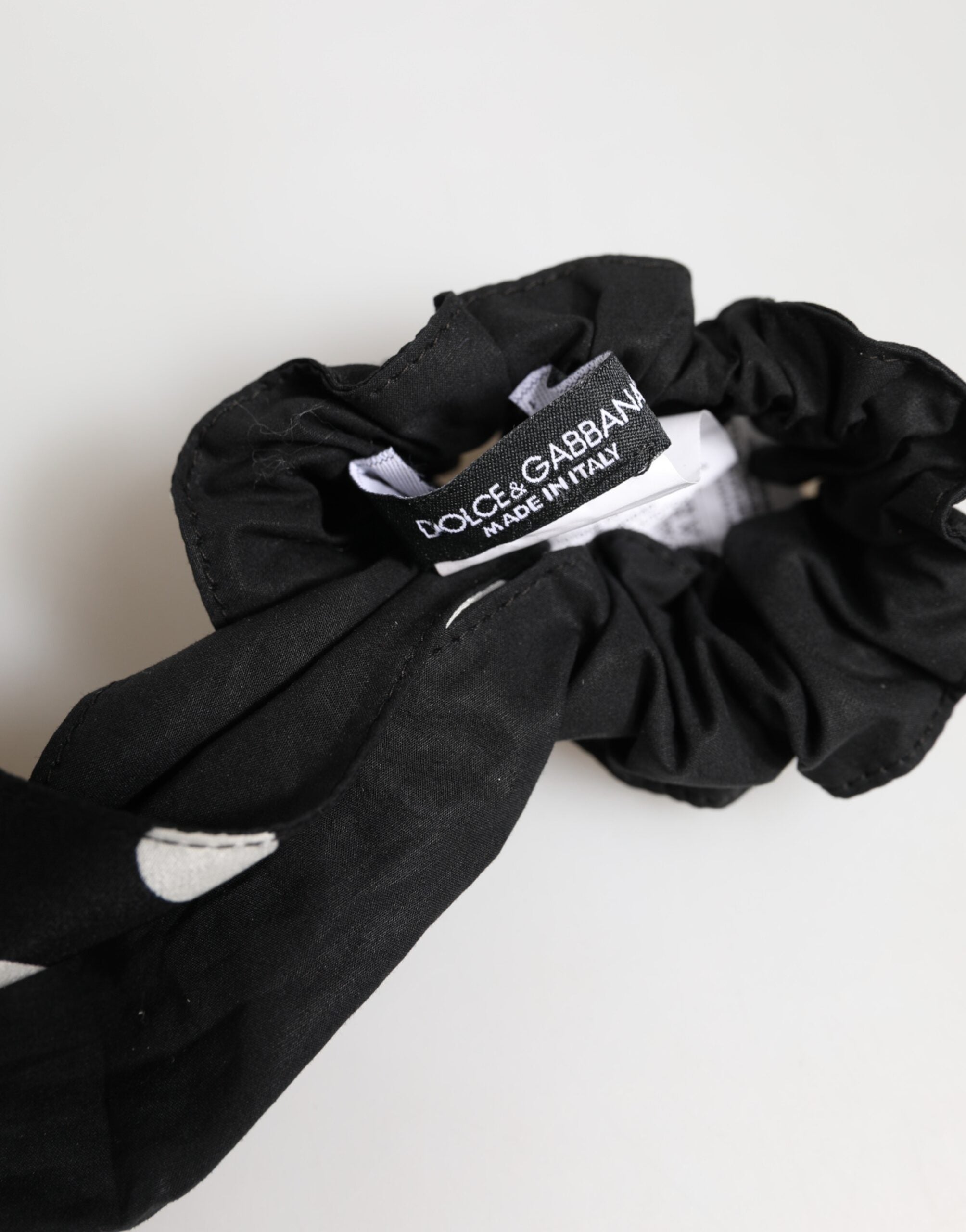 Dolce & Gabbana Black Cotton Headband with Polka Dot Scarf