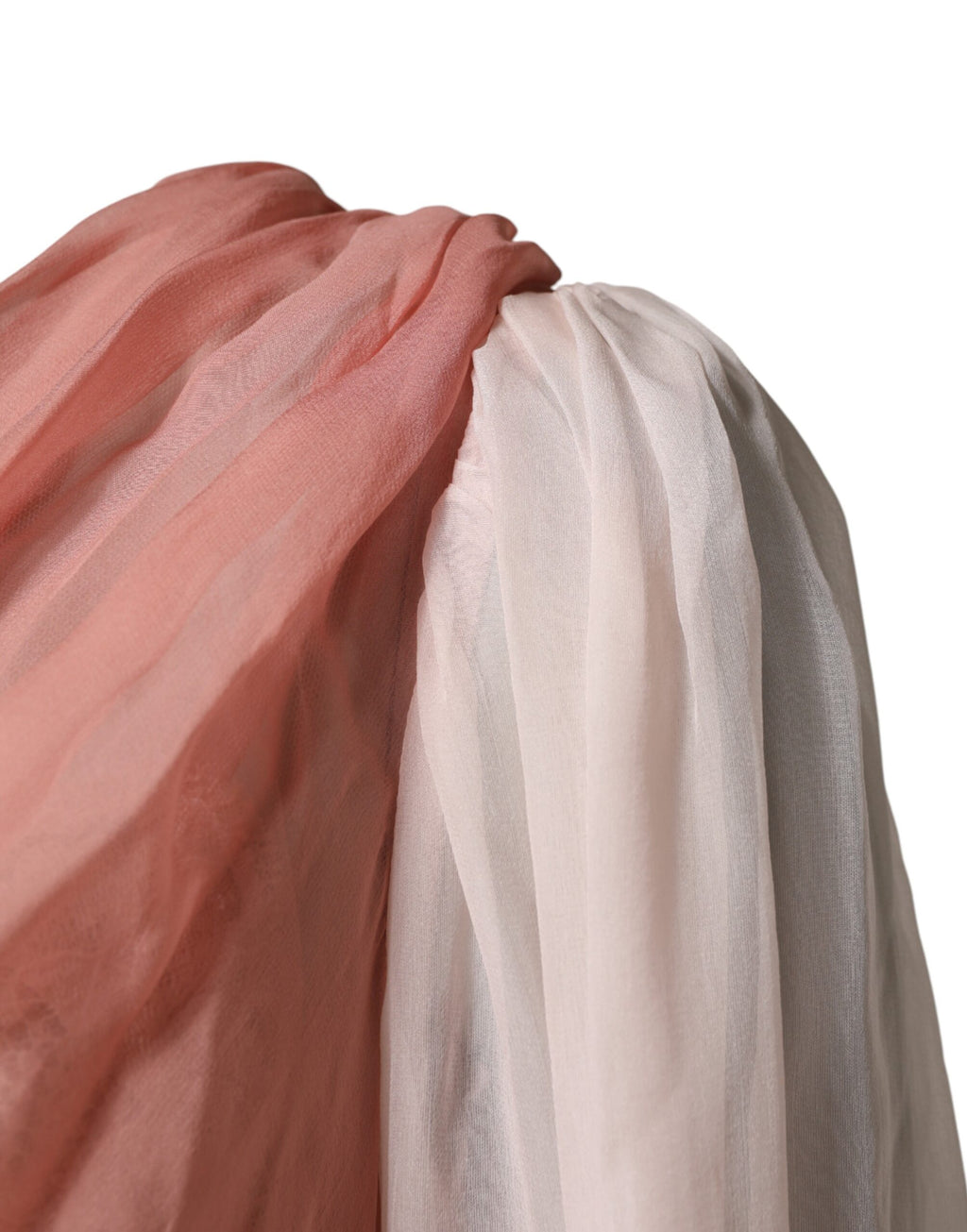 Dolce & Gabbana Pink Silk Tulle Long-Sleeved V-Neck Dress
