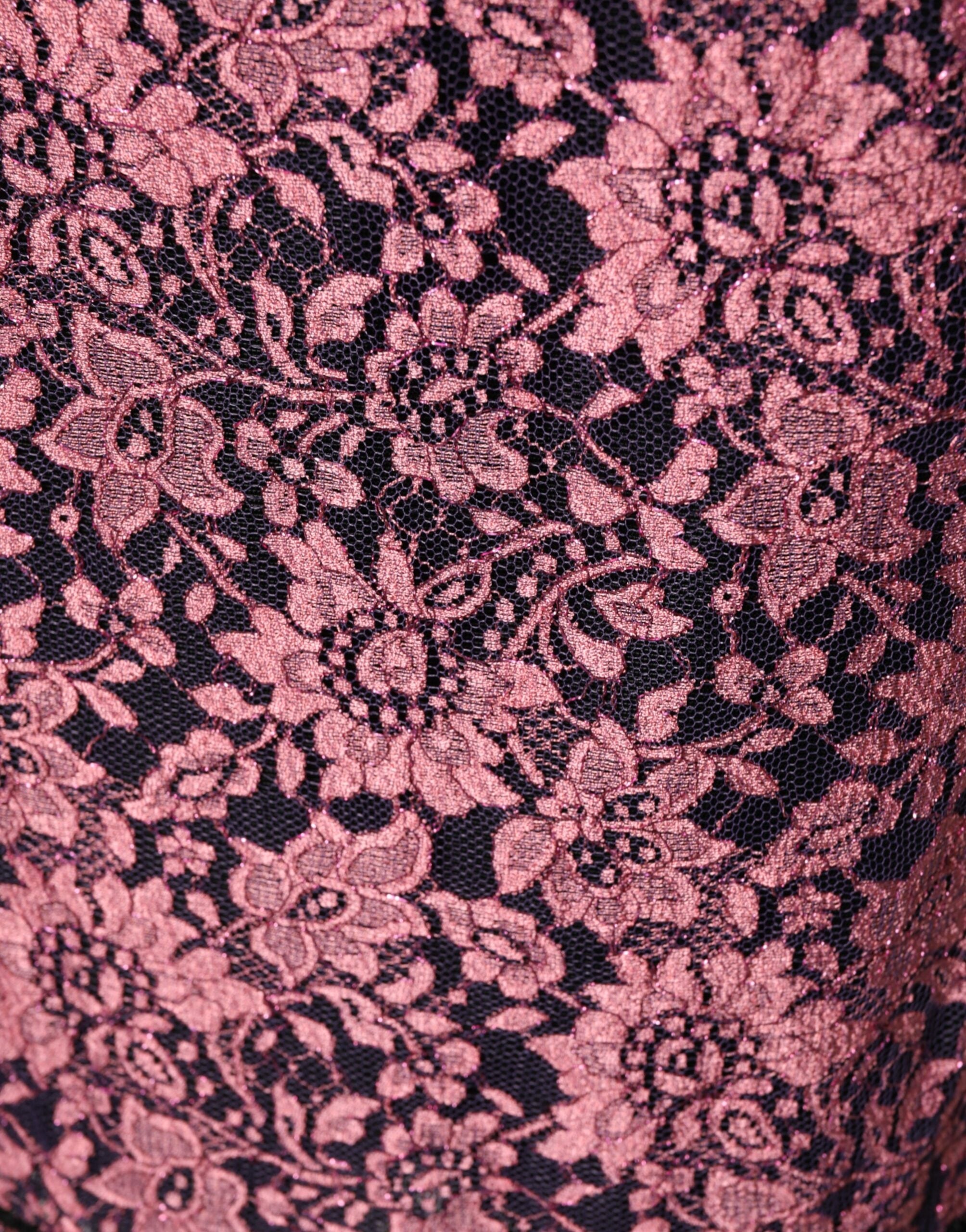 Dolce & Gabbana Black Silk Dress with Pink Floral Lace