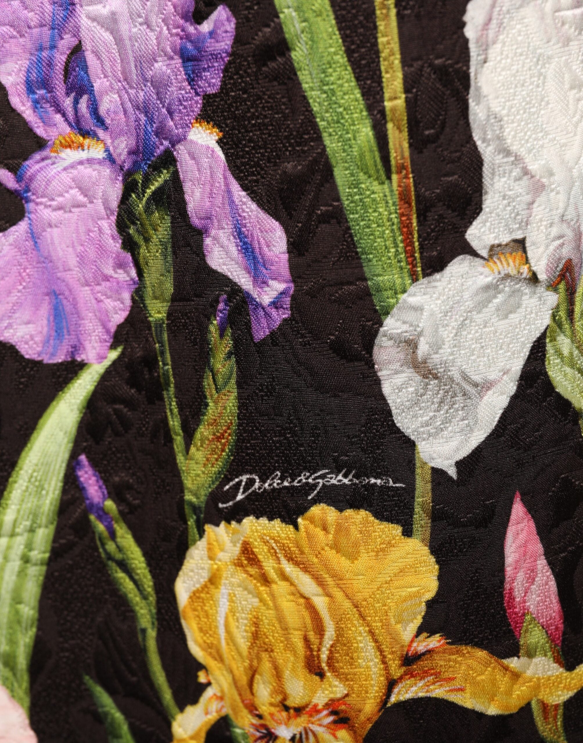 Dolce & Gabbana Schwarzes Blumen-Brocat-Kleid im A-Linien-Schnitt